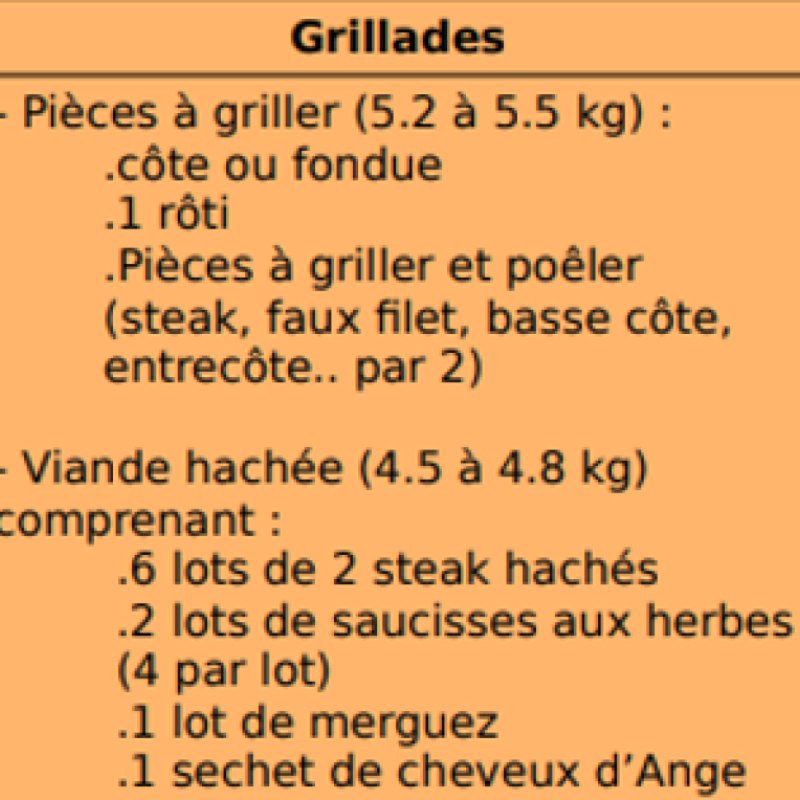 Viande bovine - colis grillades - 10 kg 